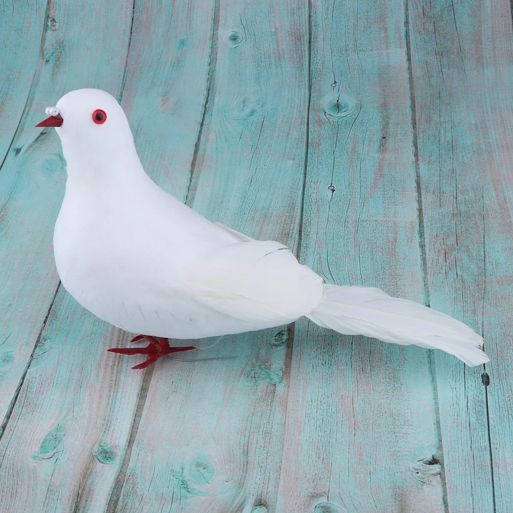 Artificial Foam Feather White Doves Birds Arts Craft Home Wedding Decoration Garden Ornament Statues