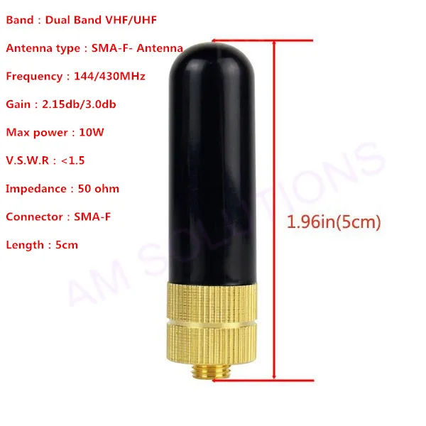 Мини Дубль сегмент 144/430 МГц SMA F ультра короткая антенна для baofeng UV5R UV82 BF888S BF666S BF777S с
