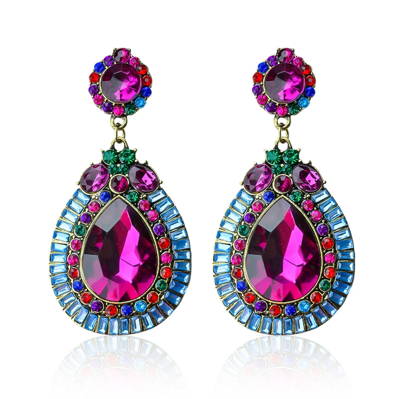 

QCOOLJLY 2019 Women Fashion Party Jewelry Gift 1Pair Stylish Colorful crystal Stud earrings pendientes brincos