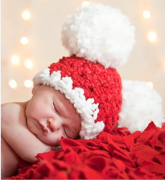 christmas baby santa hat girl pom pom beanie hat crochet christmas baby santa hat girl pom pom beanie hat crochet