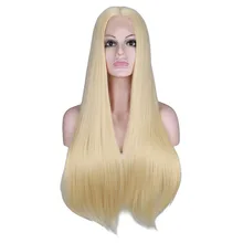 QQXCAIW синтетический парик на кружеве для женщин длинные прямые 26 дюймов желтый черный натуральный белый термостойкие волокна парики