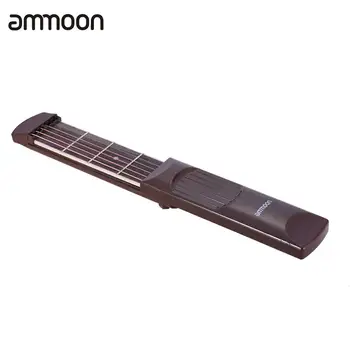 

ammoon Portable Acoustic Pocket Guitar Practice Tool Gadget Chord Trainer 6 String 4 Fret Model Rosewood Fretboard Wood Grain