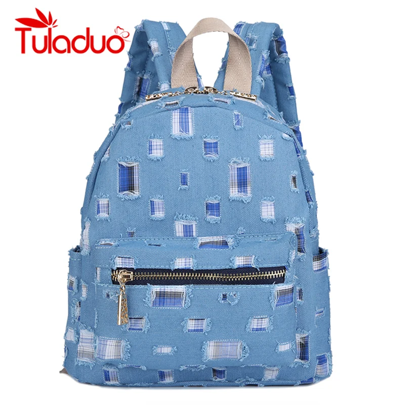 

Tuladuo Mini Backpack Female School Bags for Girls Retro Denim Backpack Casual Travel Bag Janes Shoulder Bag Mochilas Feminina