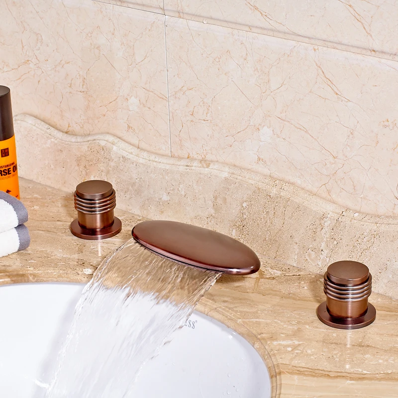 

Wholesale and Retail Bathroom Sink Faucet Widespread 3pcs Double Handle Three Hole Vessel Sink Faucet OiL Rubbed Bronze