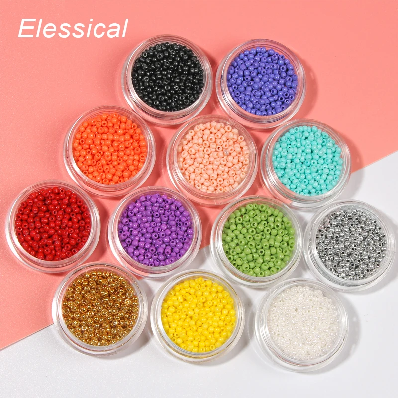 Elessical 12 бутылок/Set Красочные Дизайн ногтей Украшение блестит Кристалл Стекло Икра