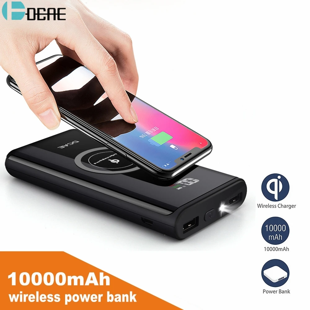

DCAE 10000mAh Power Bank Qi Wireless Charger Pad For iPhone X 8 XS XR Samsung S9 S8 Plus Note 8 9 Mobile Phone For Xiaomi Huawei