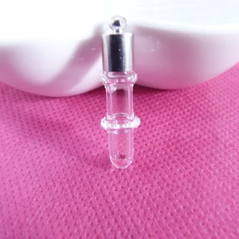 

5x25mm round back tiny rice vial clear glass wishing bottle & cap & rubber for diy fashion pendant accessories--50set