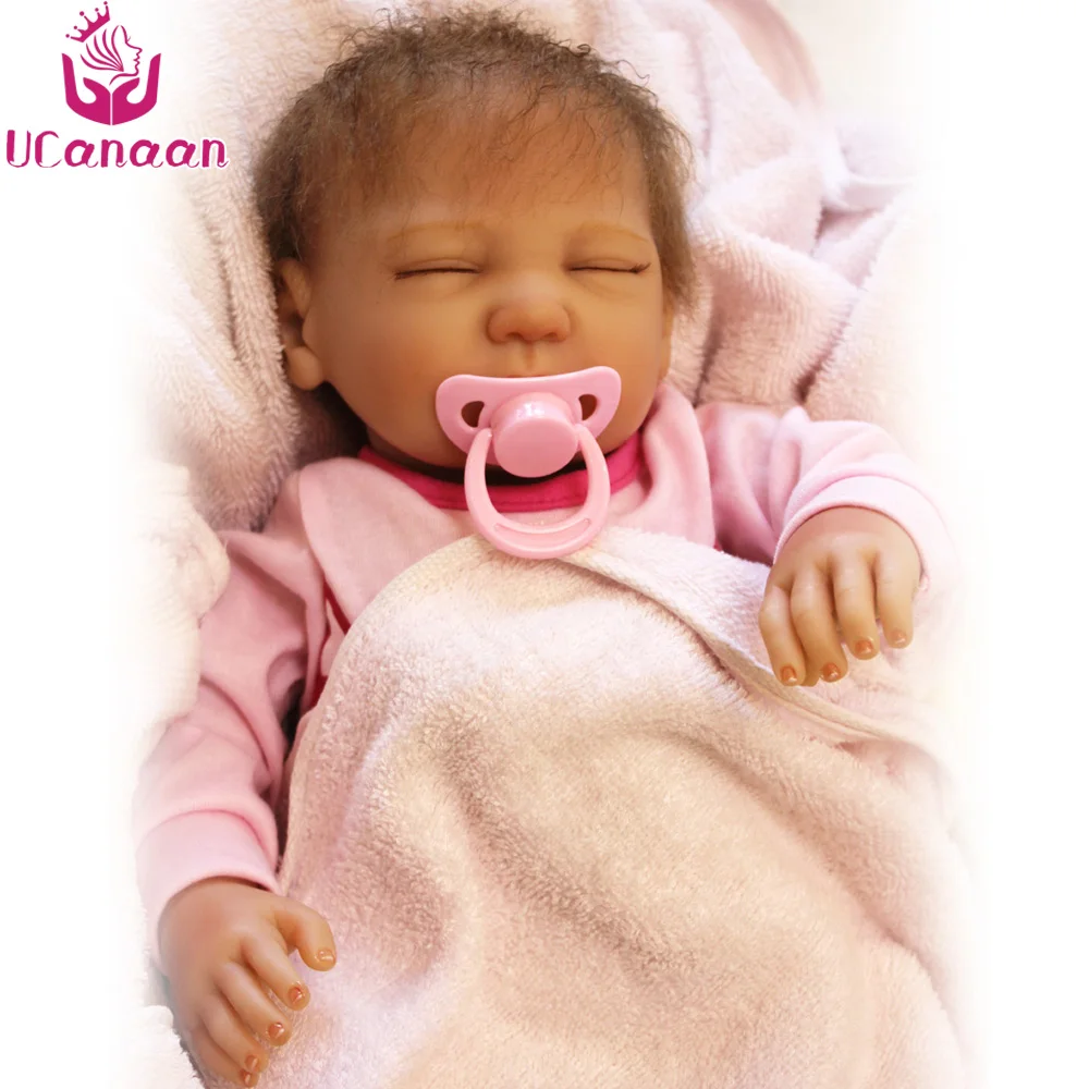 

UCanaan 55CM Soft Silicone Doll Reborn Handmade Cloth Body Sleeping Baby Alive Kids Dolls Play House Toys For Children