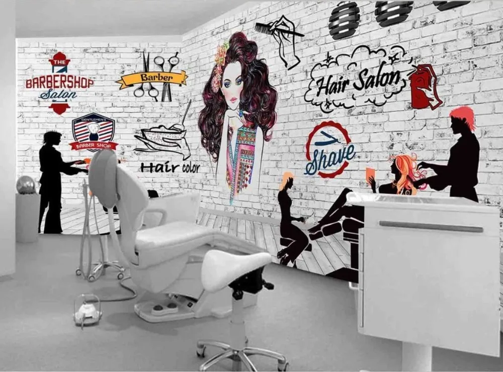 Beibehand-papel de parede personalizado, ecologicamente correto, retrô, europeu e americano, barbeiro