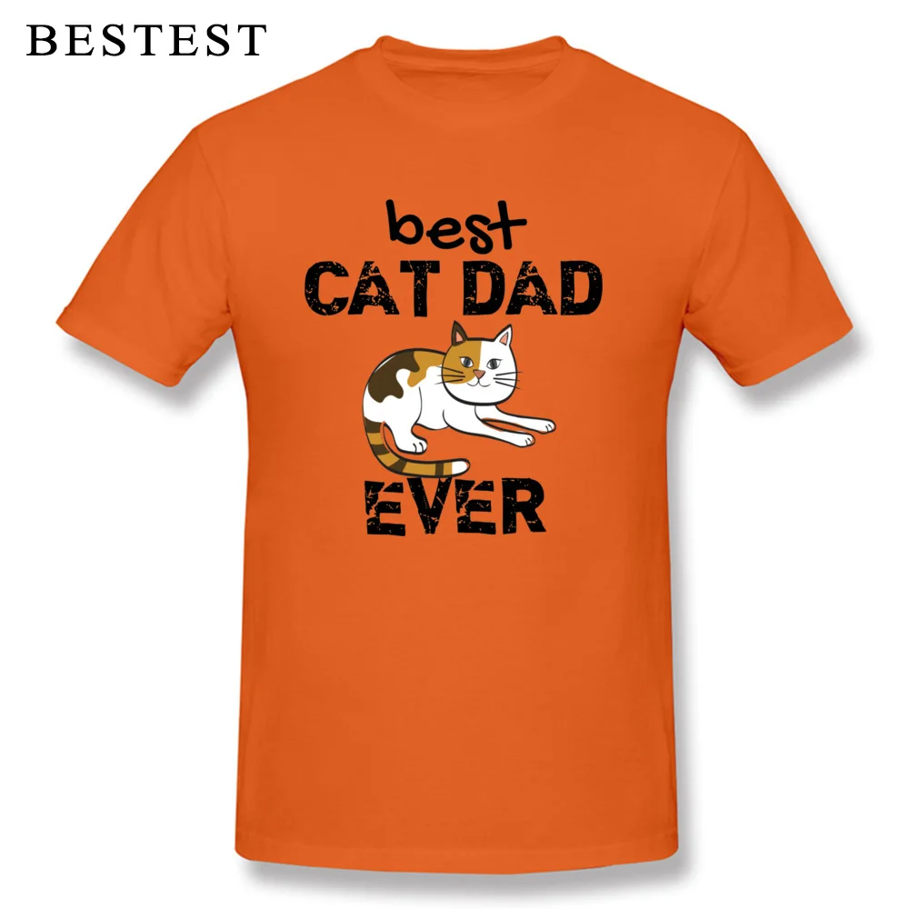 Printed Best Cat Dad Ever 17823 Crewneck T Shirt Father Day Tops T Shirt Short Sleeve for Men Coupons All Cotton T Shirts Best Cat Dad Ever 17823 orange
