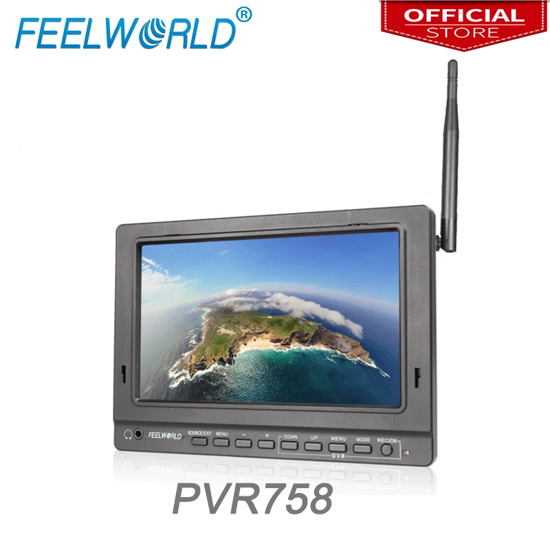 $179 Feelworld PVR758 inch FPV Monitor with DVR 58G 32CH Diversity Receiver 1024x600 IPS Drone UAV