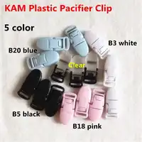 ( 5 color mixed ) 100pcs Pretty Kam Brand Plastic Baby Pacifier Dummy Chain Holder Clips for 15mm ribbon Suspender Clip