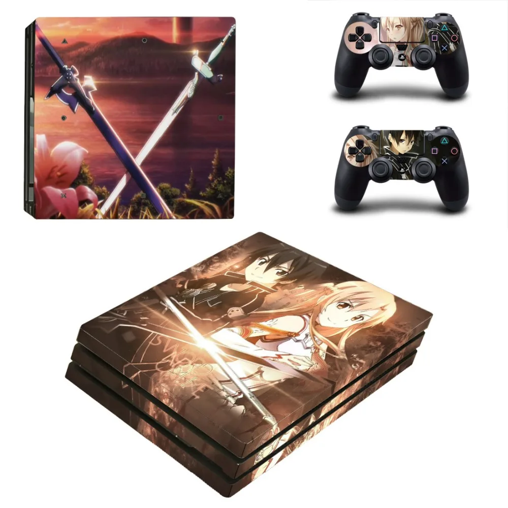 SAO PS4 Pro Skin PS 4 Pro наклейки Pegatinas Vinilo Sword Art онлайн скины для игровой консоли 4 Pro и двух контроллеров