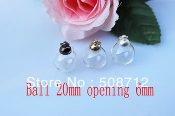 

Free shipping!!!! DIY Pendant----- 20sets/lot 20mm ball glass bubble opening 6mm with 11mm cap with ring set / vial pendant