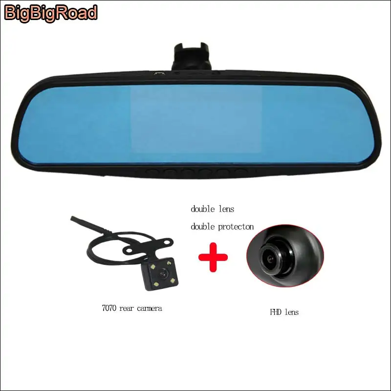BigBigRoad For subaru Outback Car Dual Lens Blue Screen Rear Mirror Camera DVR Video Recorder Dash Cam with Original Bracket BigBigRoad For subaru Outback Car Dual Lens Blue Screen Rear Mirror Camera DVR Video Recorder Dash Cam with Original Bracket