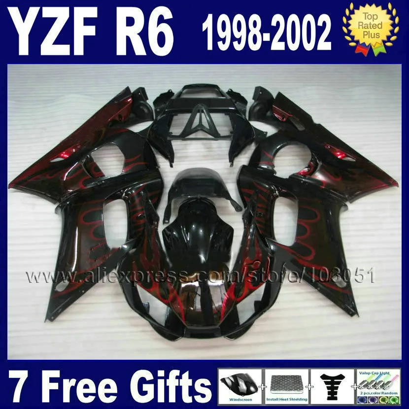 7 подарки обтекатели комплект для YAMAHA R6 1998 1999 2000 2001 2002 красный огонек YZF R6 98 99 00 01 02 Обтекатели для кузова