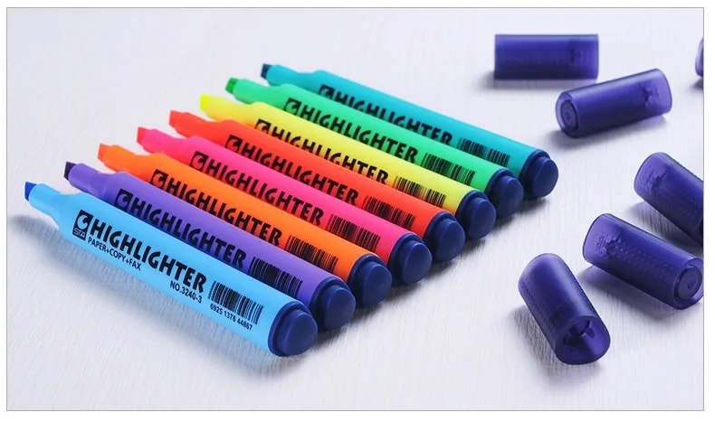 STA 3240 8 видов цветов выделители ручка Треугольники стержень флуоресцентный косой воды-ручка маркер офис и школьные принадлежности 8 шт./лот