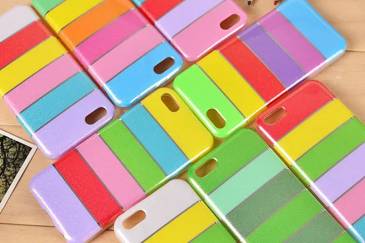 2014 New Arrival TPU Rainbow Soft Gel Case for iPhone 5C Colorful Stripe Shell DHL Free Shipping |