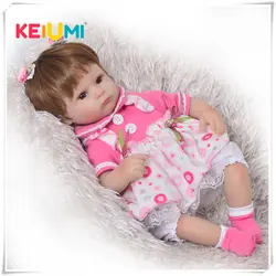 KEIUMI Горячая 17 дюймов Reborn Baby Doll игрушки Мягкие силиконовые Реалистичная принцессы куклы для детей на день рождения Рождественский подарок