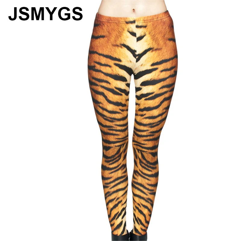 Jsmygs Лето Европейский стиль эластичность тигриным принтом женские леггинсы с