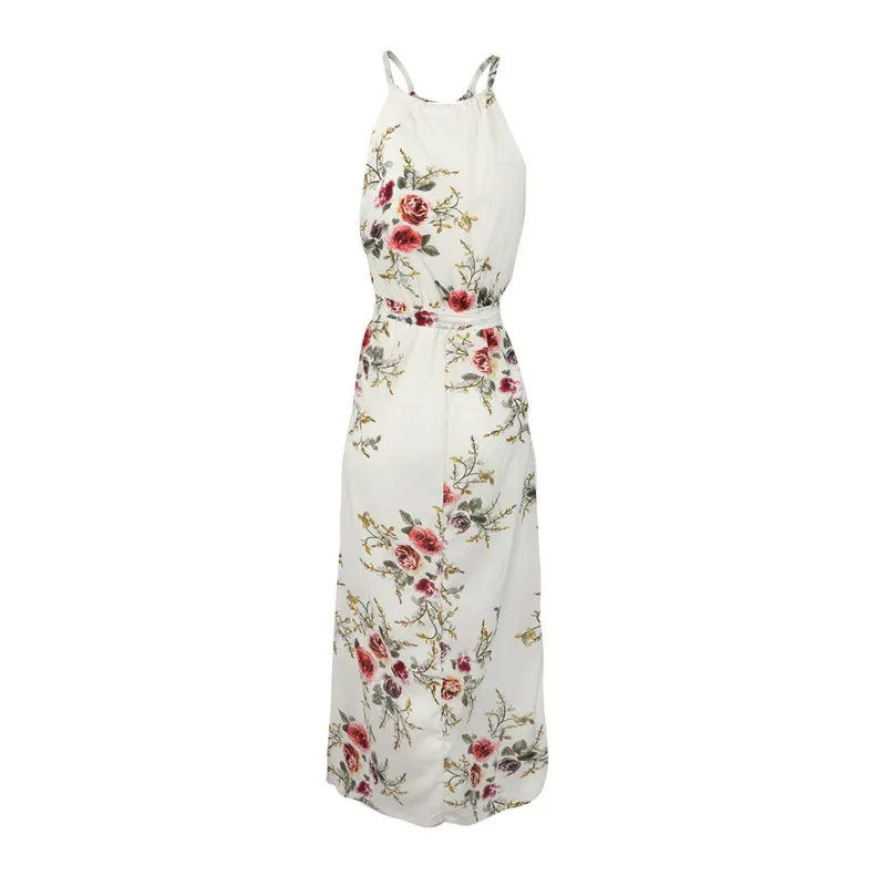 2019 Womens Floral Print Halter Dress Summer Women Boho Maxi Long Dress Split Beach Long Vestidos Dress Plus Size XL 2019 Womens Floral Print Halter Dress Summer Women Boho Maxi Long Dress Split Beach Long Vestidos Dress Plus Size XL