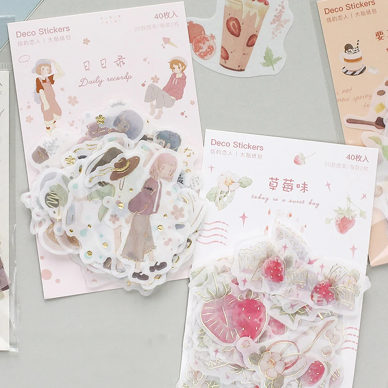 

40PCS/ PACK Kawaii Strawberry Milk Tea Sticker Marker Planner Stickers Scrapbooking DIY Diary Stationery Bullet Journal sl1942