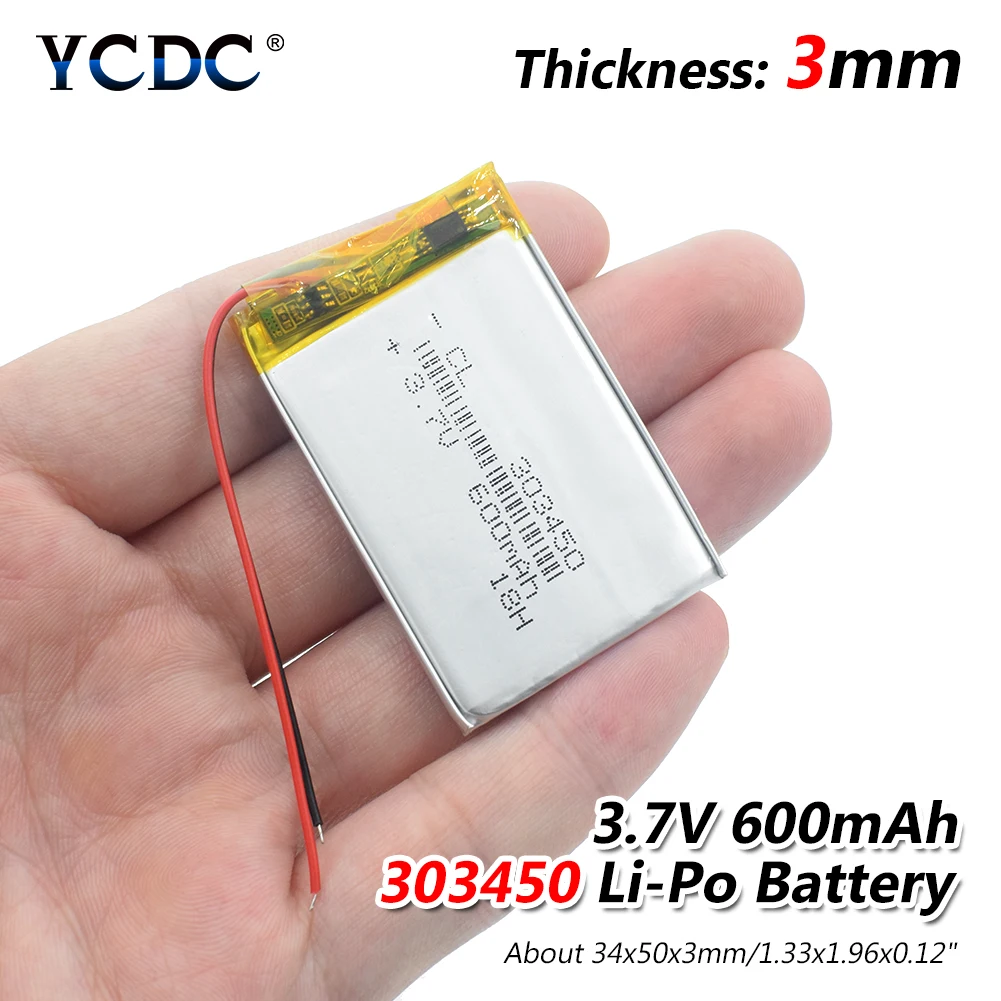 3,7 V, 600mAH 303450 303550 PLIB полимерный литий-ионный/литий-ионный аккумулятор для dvr, gps, mp3, mp4, электронной книги, светодиодный светильник, динамик - Цвет: 1 Piece