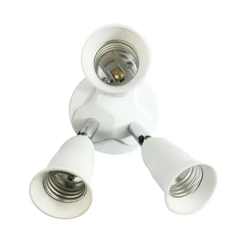 

360 degrees Warm Yellow Light Adjustable 3 In 1 E27 LED Lamp Bulbs Socket Splitter Adapter Holder for Daylight Bulbs