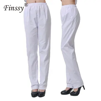 

2018 Nurses Medical Services Pants for Women Work Dress Elastic Waist Work Pants Nurses Wear Doctors Work Clothes White