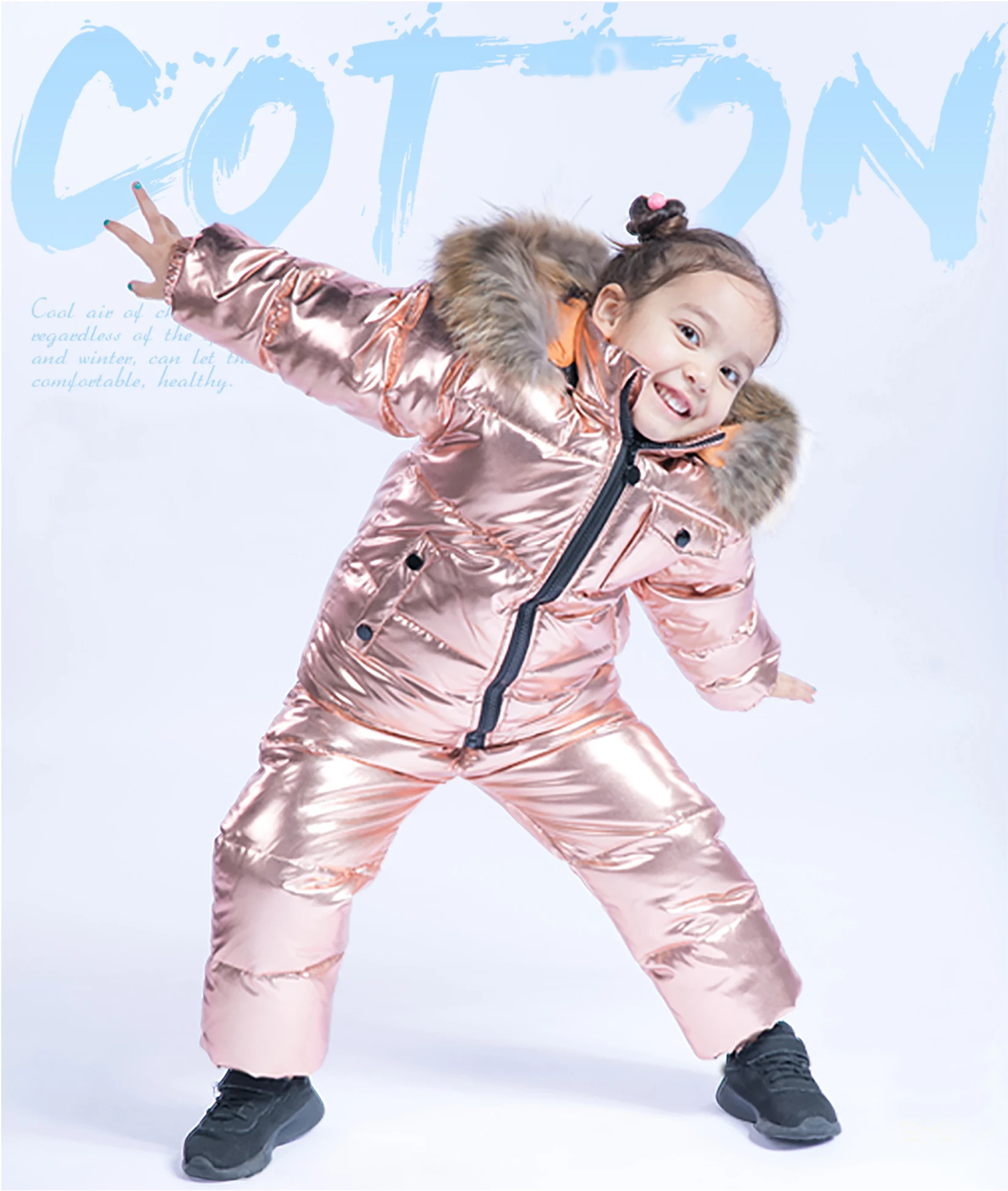 Dollplus/2019 пуховый костюм зимние комплекты для мальчиков ветрозащитный водонепроницаемый детский лыжный комплект для девочек, куртки и штаны