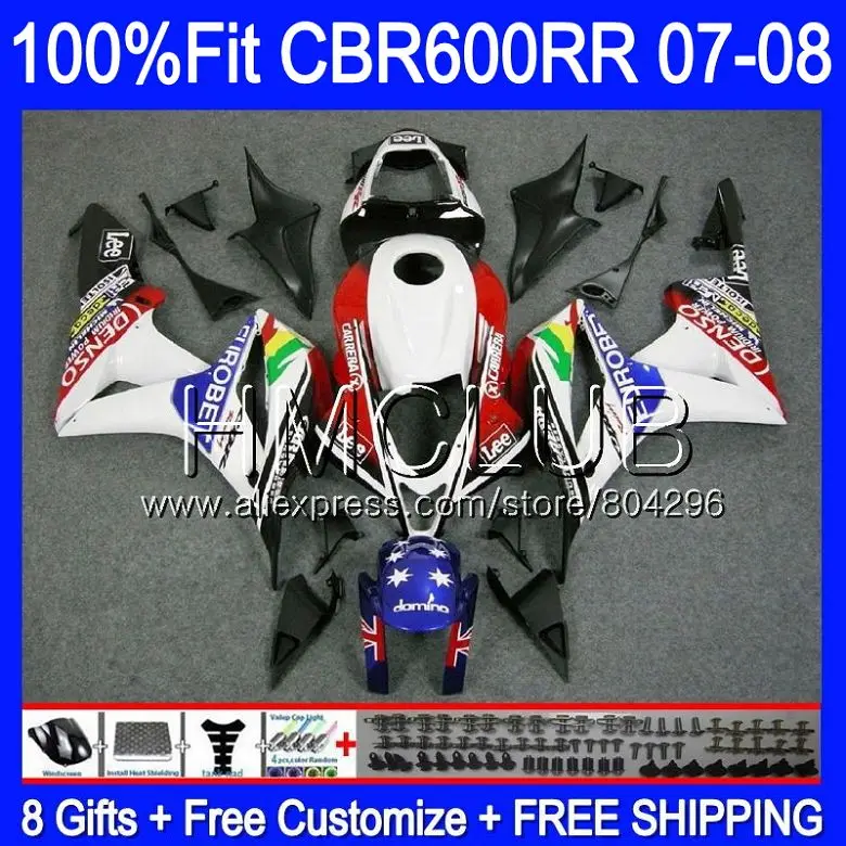 

Injection For HONDA CBR600 RR CBR 600RR 600F5 07 08 65HM.9 CBR 600 RR CBR600F5 F5 07 08 CBR600RR 2007 2008 Blue white Fairing