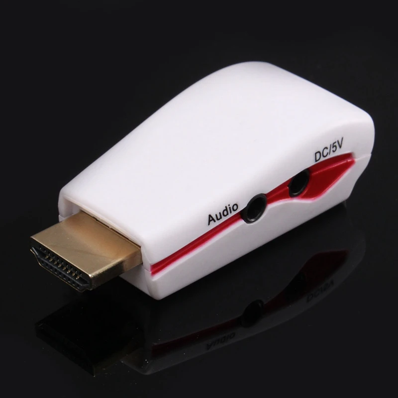 

Mini HDMI to VGA RGB Video Converter Adapter Box for Apple HDTV 1080P With AV Audio Cable