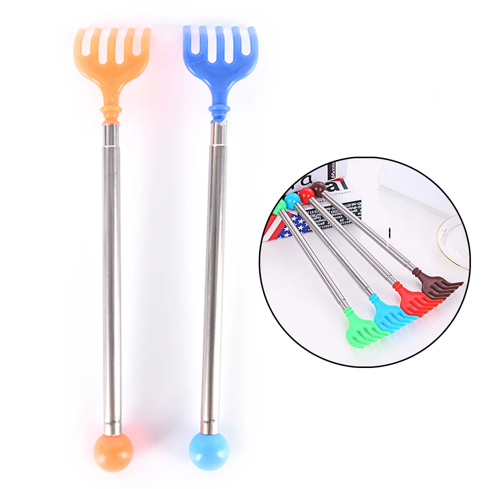 Portable Adjustable Size  Itch Aid Scratch Tool With Soft Grip Stainless Steel Back Scratcher Telescopic Random