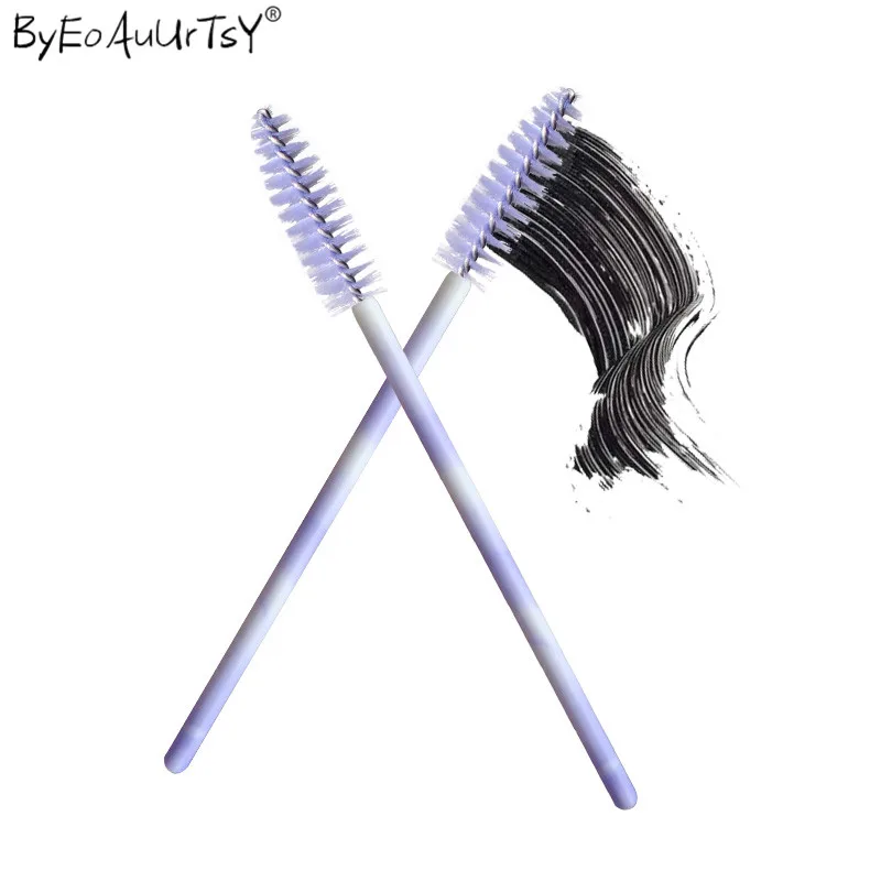 100pcs Disposable Mascara Wands Applicator Spoolers Eye Lashes Cosmetic Brush Eyelash Brushes Makeup Brushes Light Purple        (3)