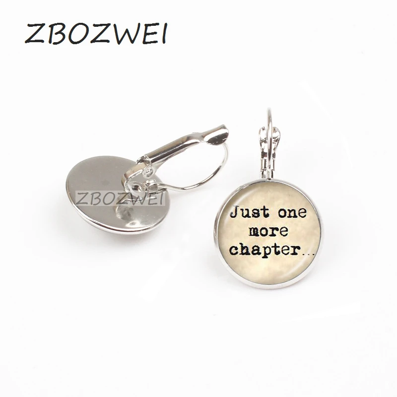 

ZBOZWEI 2018 Book Lover Quote Just One Chapter earring Word Jewelry Letter Sweater earring Reader Bookworm Gift Glass earring