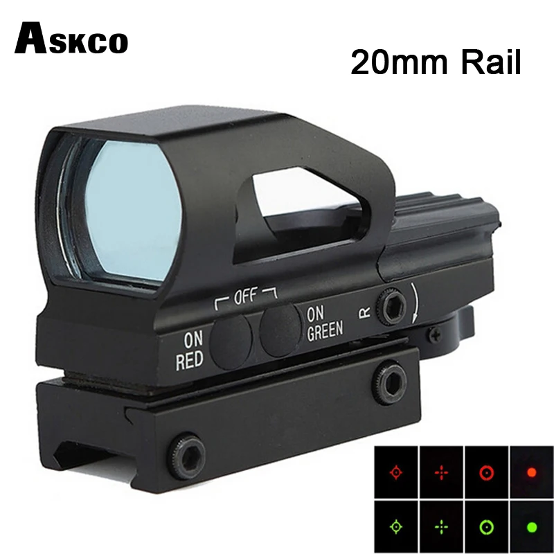 

Askco hunting Optics 1x33mm 4 Different Reticles red dot reflex open sight riflescope for pistol Airsoft Weaver 20mm airsoft.gun