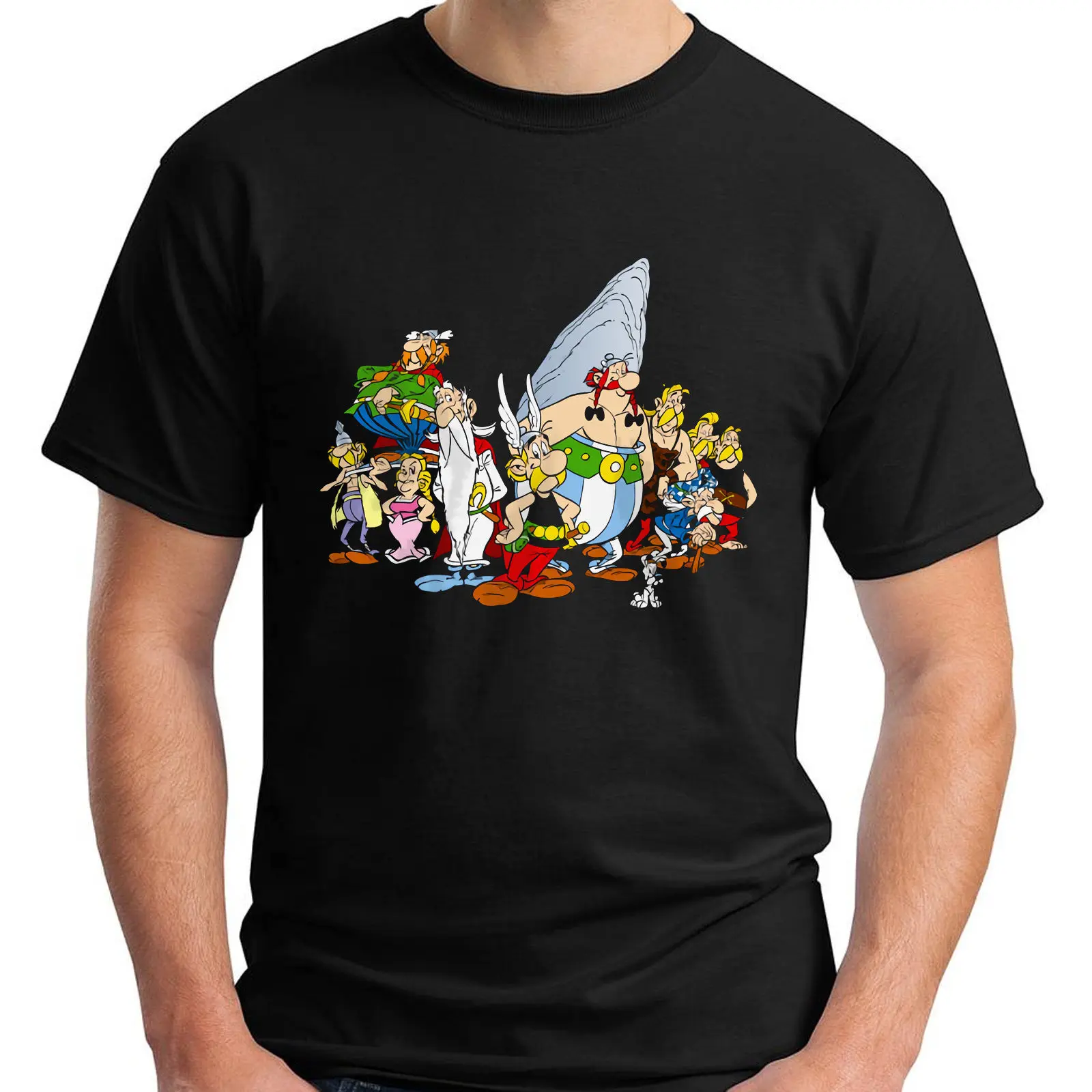 Новая мужская черная футболка с героями комиксов Asterix Obelix The Gaul Размеры S до 3XL