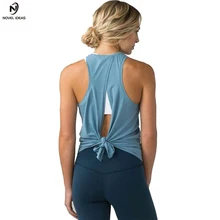 Йога Рубашка Женская открытая спина Йога майка без рукавов с открытыми плечами Спортивная футболка с открытой спиной Растениеводство Racerback Тренажерный зал тренировки одежда