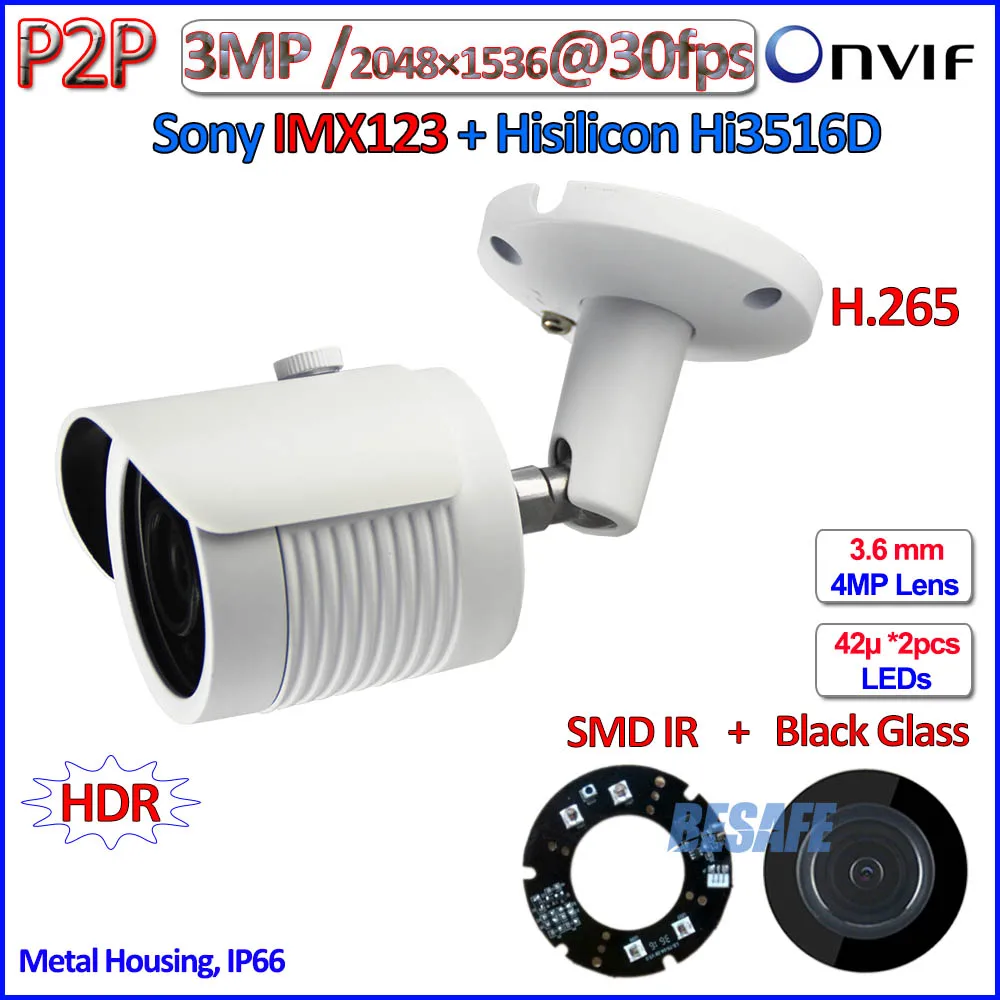 imágenes para 3.2MP IMX123 Hi3516D Sensor de 2MP cámara ip ONVIF 3.0MP 1080 P poe ip cámara de vigilancia P2P al aire libre SMD LED IR $ NUMBER MP HD Lente + soporte imágenes para 3.2MP IMX123 Hi3516D Sensor de 2MP cámara ip ONVIF 3.0MP 1080 P poe ip cámara de vigilancia P2P al aire libre SMD LED IR $ NUMBER MP HD Lente + soporte