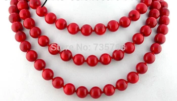 

xiuli 0014891 Excellent 50" 11mm nature round red coral necklace 14KGP