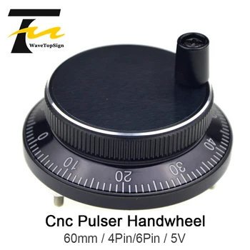 

WaveTopSign CNC Pulser HandWheel Diameter 60mm Voltgae Pulse 100 DC 5V 4 6Pins CNC Machine Manual Pulse Encoder Generator