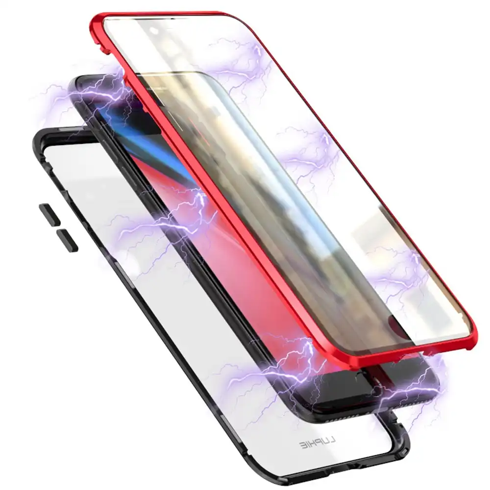 luks cift tarafli cam metal manyetik kilif xiaomi redmi icin not 7 pro telefon kilifi 360 tam koruma kapagi redmi note7