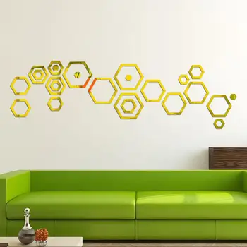 Home Decor 24pcs Acrylic 3D Mirror Effect Wall Stickers Home Decor Vinyl Stickers wall sticker Home Deco mirror JU30