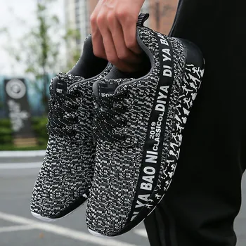 

VSIOVRY Size 36-47 Fashion Men Shoes Elastic Knit Breathable Walking Sneakers Men Comfortable Casual Shoes Light Lovers Sneakers