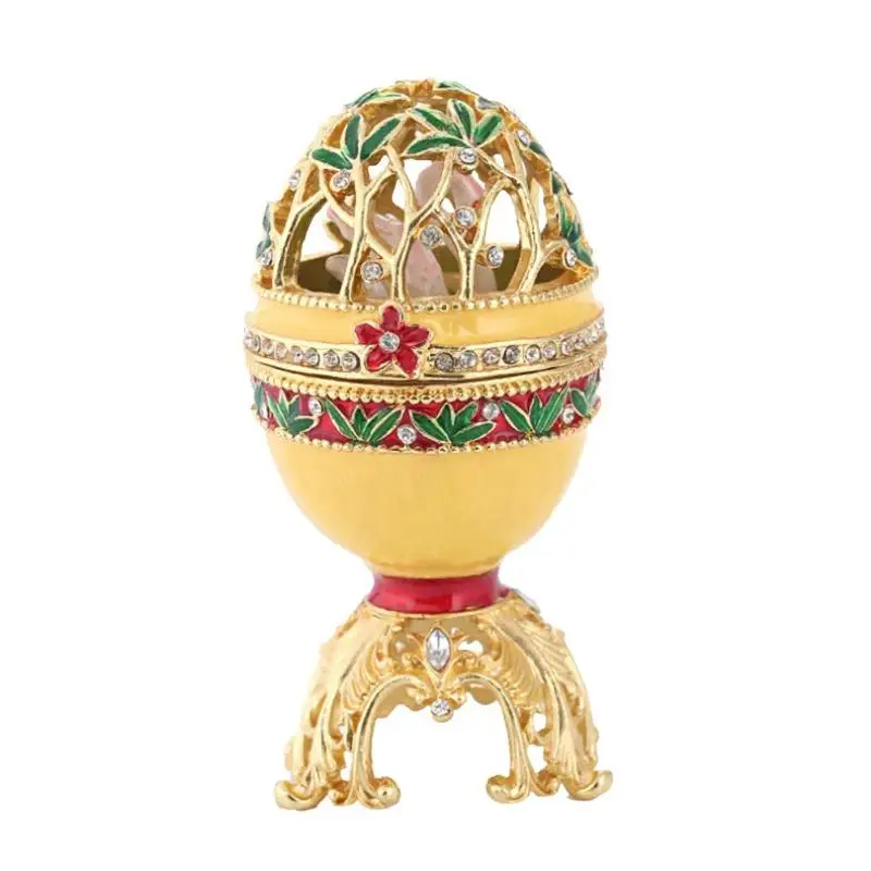 Русский Faberge яйцо Кристалл Bejeweled ювелирные изделия кольцо брелок драгоценный ящик для хранения пасхальные яйца Коллекционные сувениры Свадебный дисплей - Цвет: 01