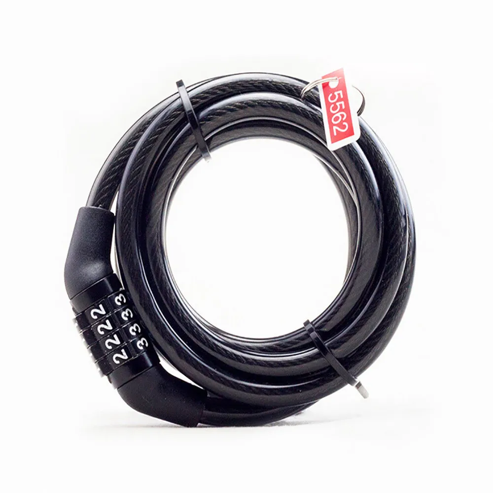 Велосипедный кабель базовый самоскручивающийся скручивающийся комбинированный кабель Велосипедные замки скручивающийся Цифровой кодовый замок круглый замок#15 - Цвет: Black
