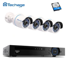 Techage 4CH 1080P POE NVR Kit Security Camera CCTV System P2P IR Night Vision 4PCS 2.0MP Outdoor IP Camera Surveillance APP View