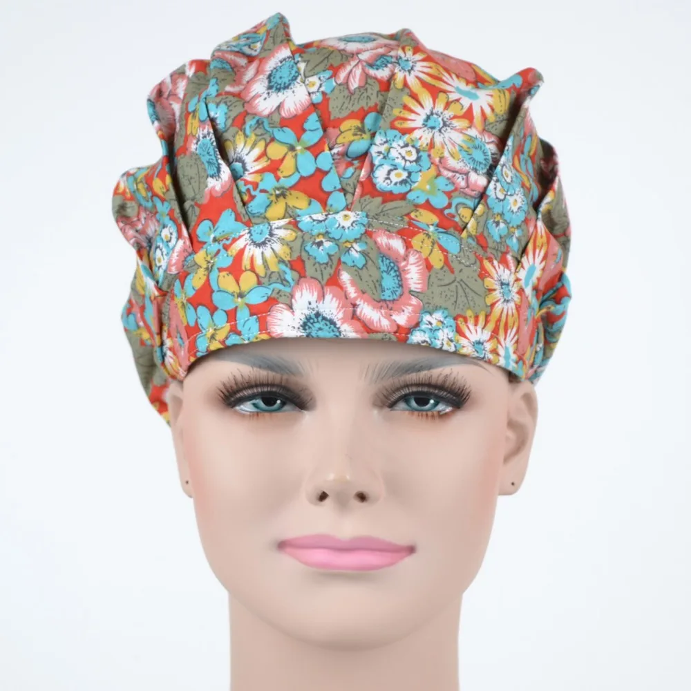 Surgical caps doctors and nurses cap and printed cotton cap long hair