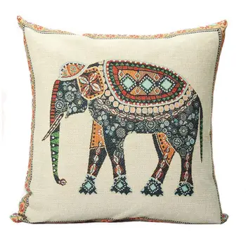

Indian Knitted Elephant Cotton Linen Throw Pillow Case