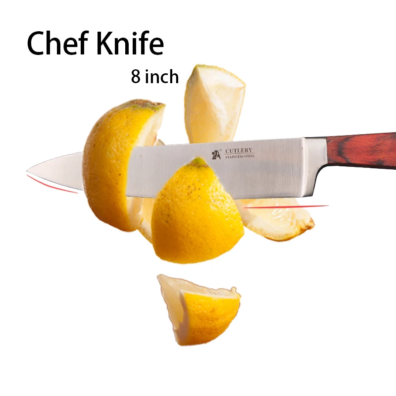 A BRAND Kitchen knife Slicing Meat Cutting High Carbon Stainless Steel Chef Knives Wood Handle Bread Vegetable Sharp Blade Knife